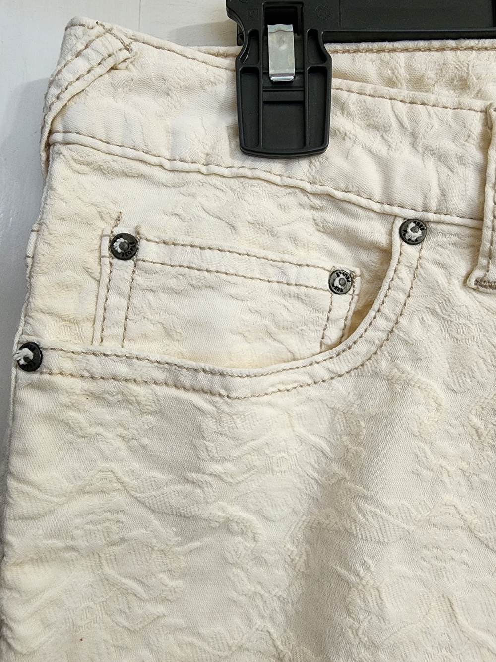 NWT Free People Cream Floral Jacquard Skinny Jeans Size 27 Boho - Picture 10 of 16
